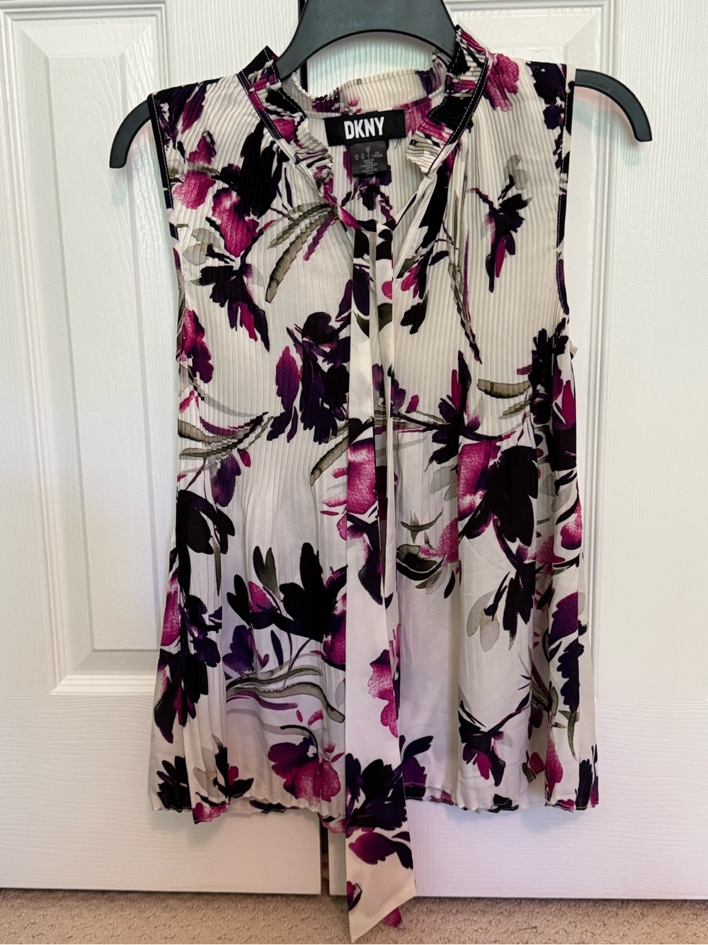 DKNY pink and black floral sleeveless top
